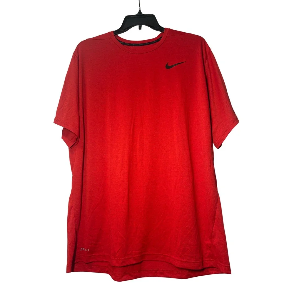 Nike Mens Dri-FIT Training Shirt Red Short Sleeve Swoosh Tee XXL NEW